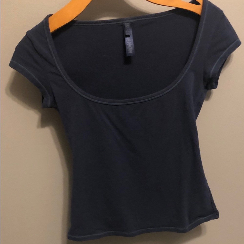 Skims navy square neck top